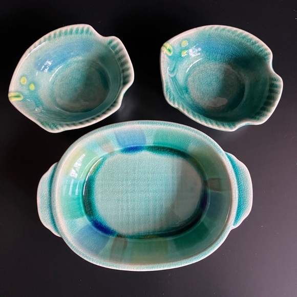 Japanese Pottery Dipping Saucers Combined Set of 3 - Picture 2 of 7